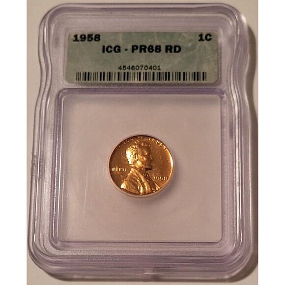1958 Lincoln Wheat Cent Proof PR68 RED ICG - Picture 1 of 2